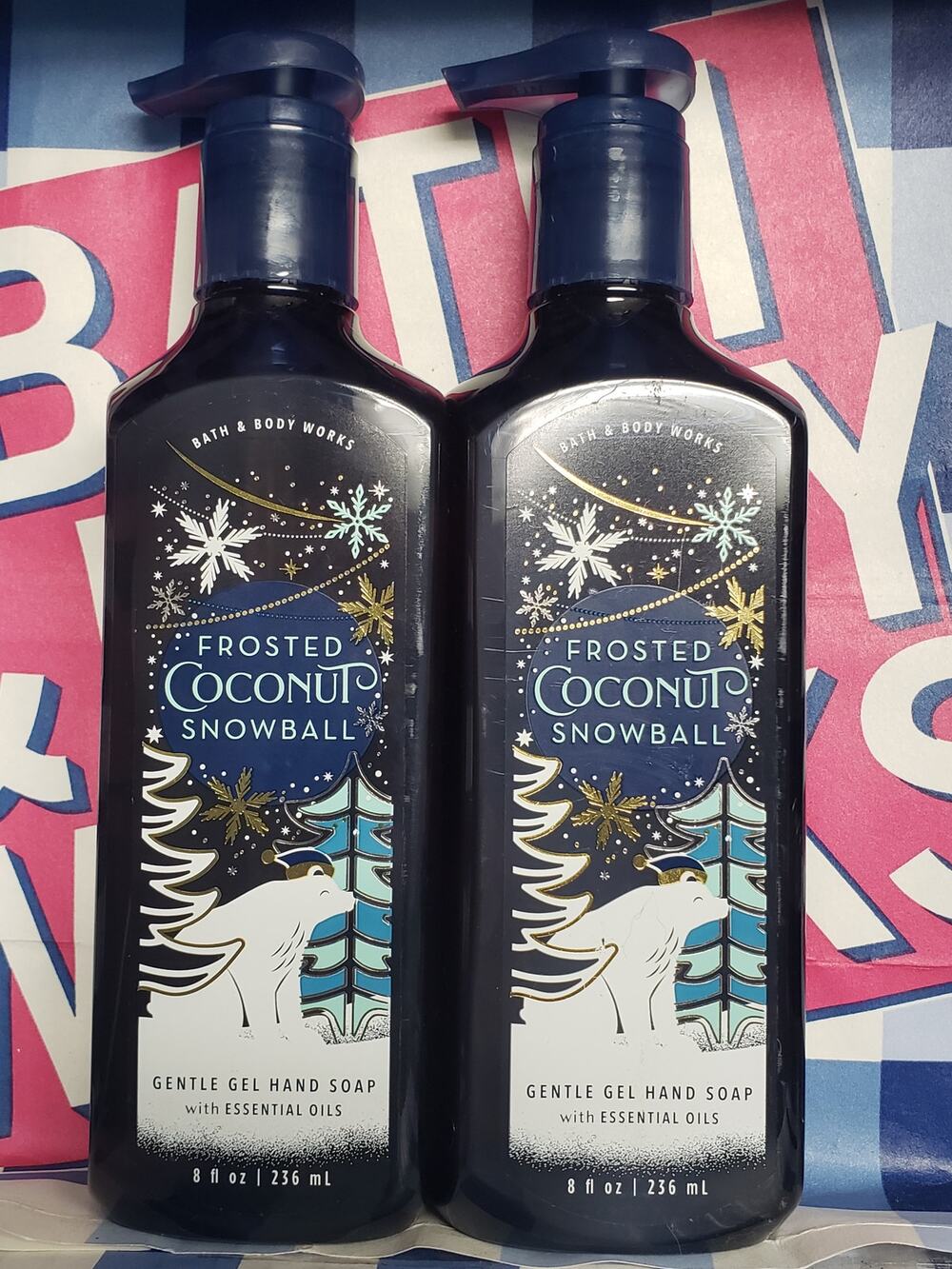 BBW Frosted Coconut Snowball Gentle Gel Hand Soap 2 Pack
